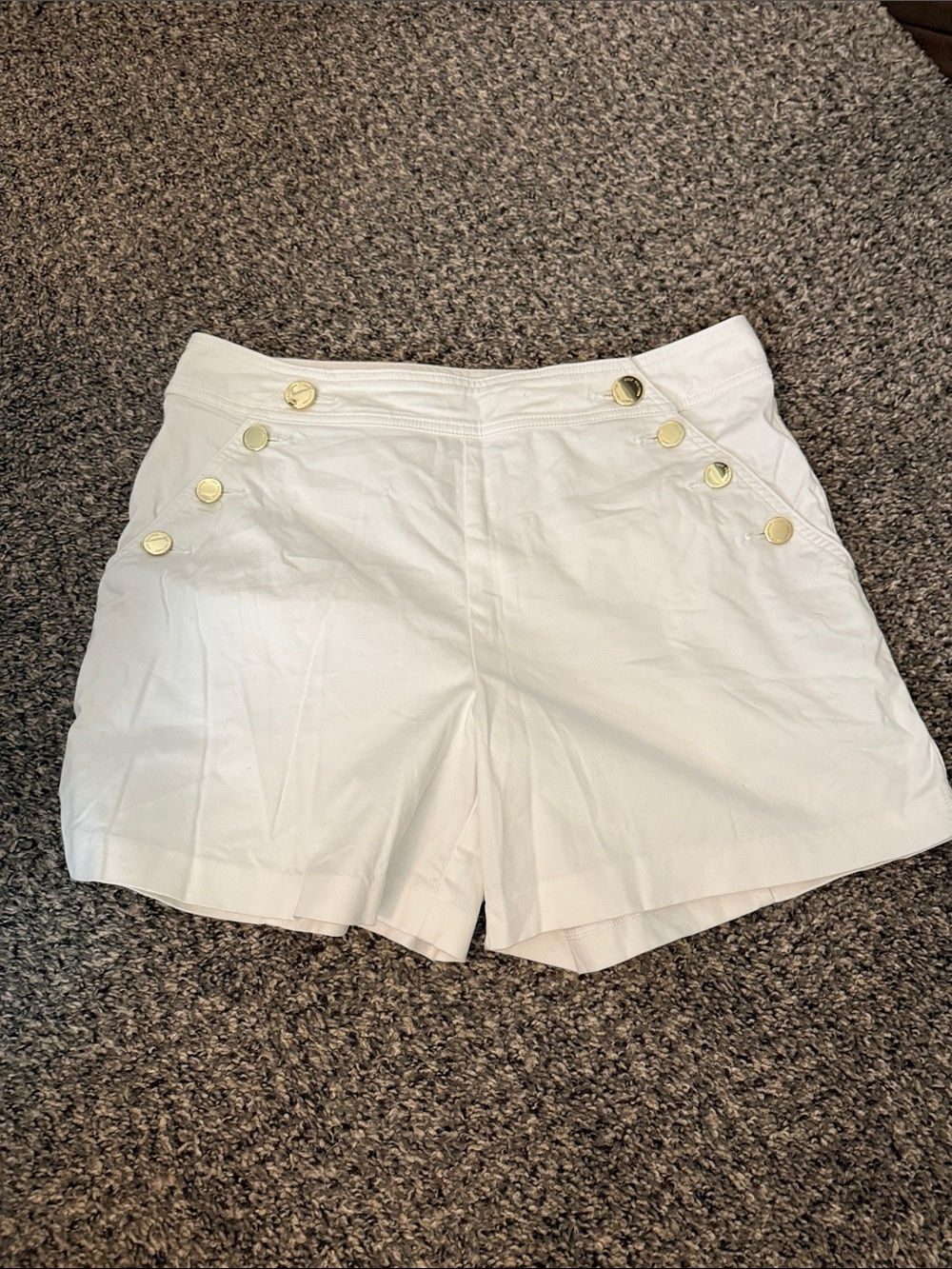Lilly Pulitzer White High-Waist Shorts with Gold Buttons
